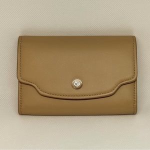 New LORO PIANA Wallet Coin Card Holder Beige Smooth Calf